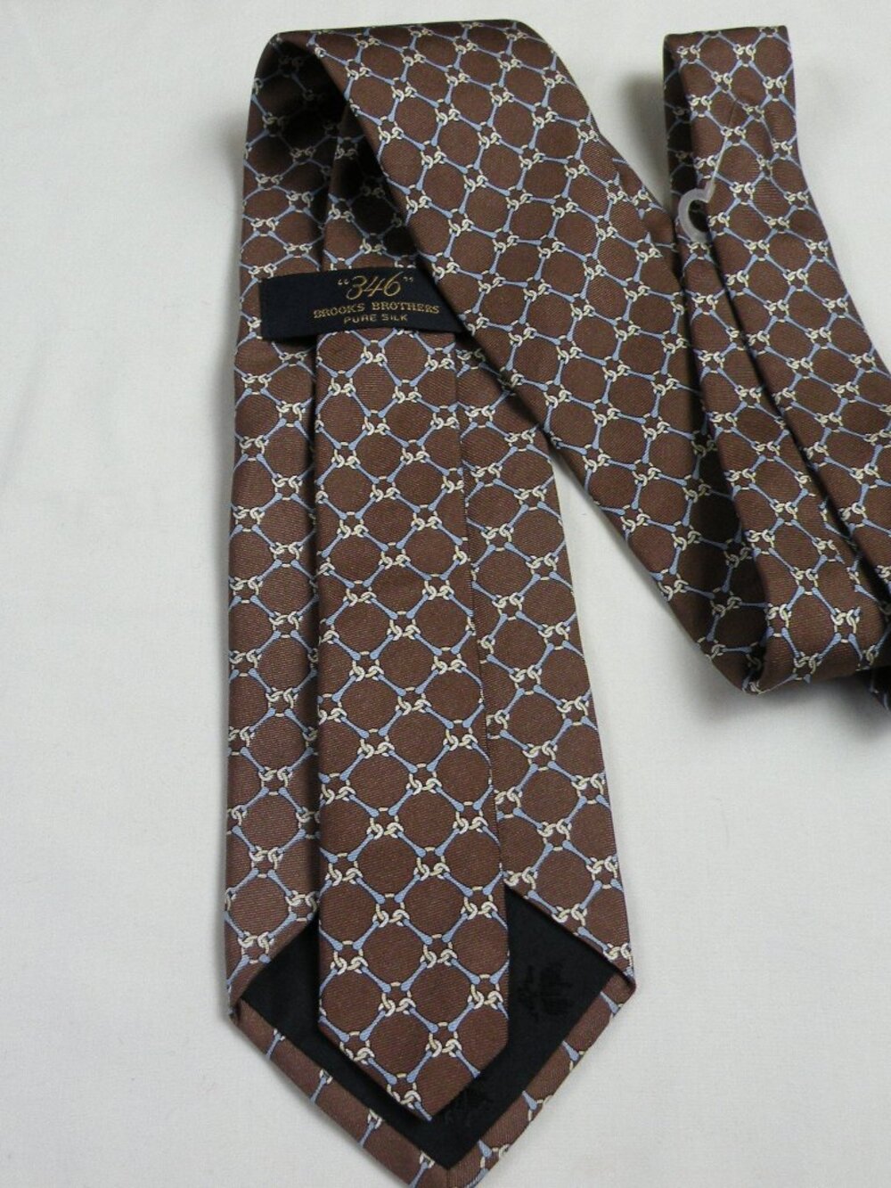 Chain Print Brooks Brothers "346" Brown & Blue Men’s Silk Neck Tie